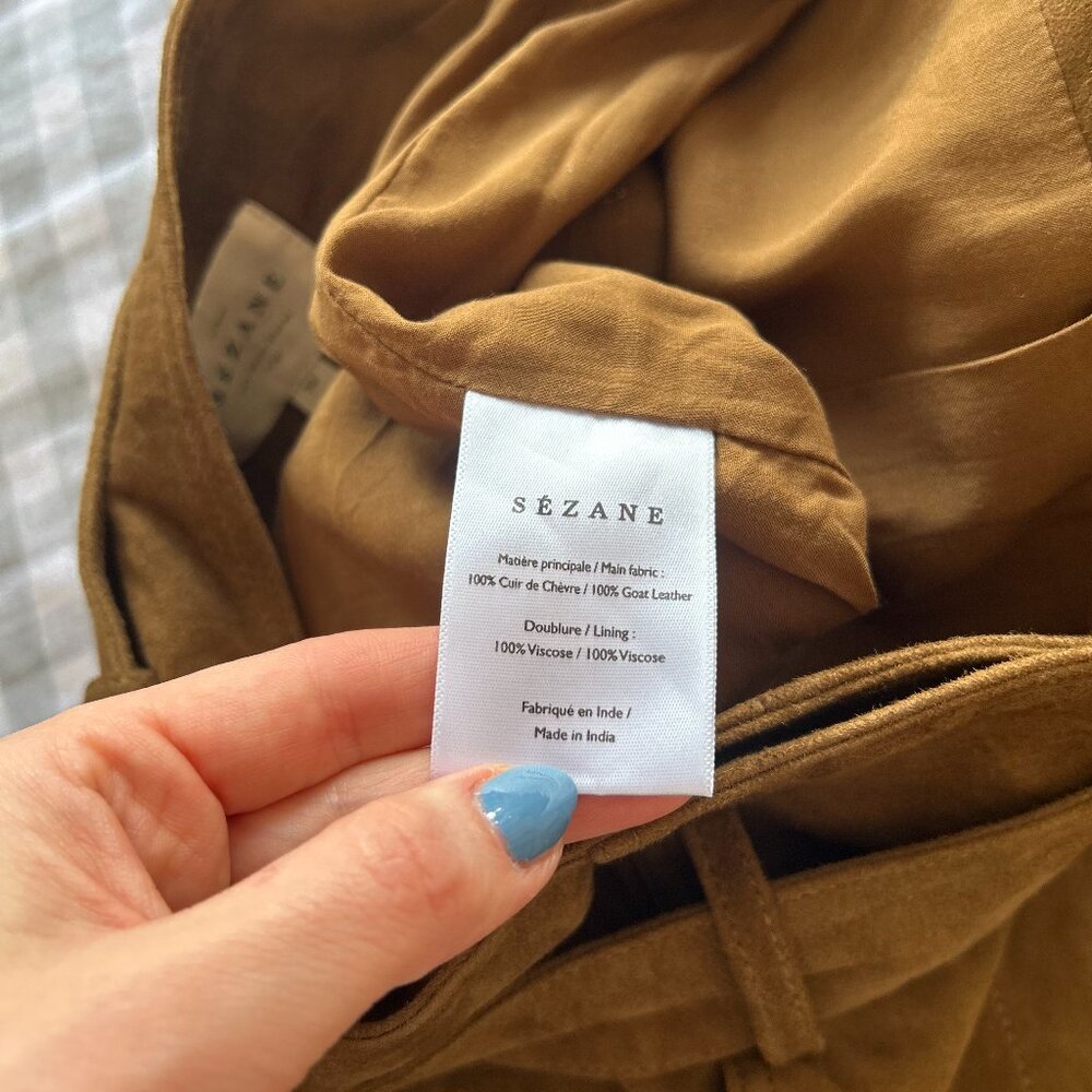 NWOT Sezane Leandra Skirt -- Taupe Suede, Size 34 (US 2) - Picture 7 of 10